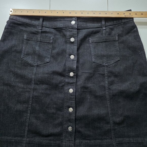 Chaps Denim Skirt Womens 20W Black Button Front Pockets Stretch Grunge Plus Size - Picture 4 of 15